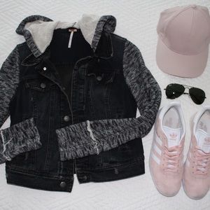 Free People Denim Hoodie Jacket